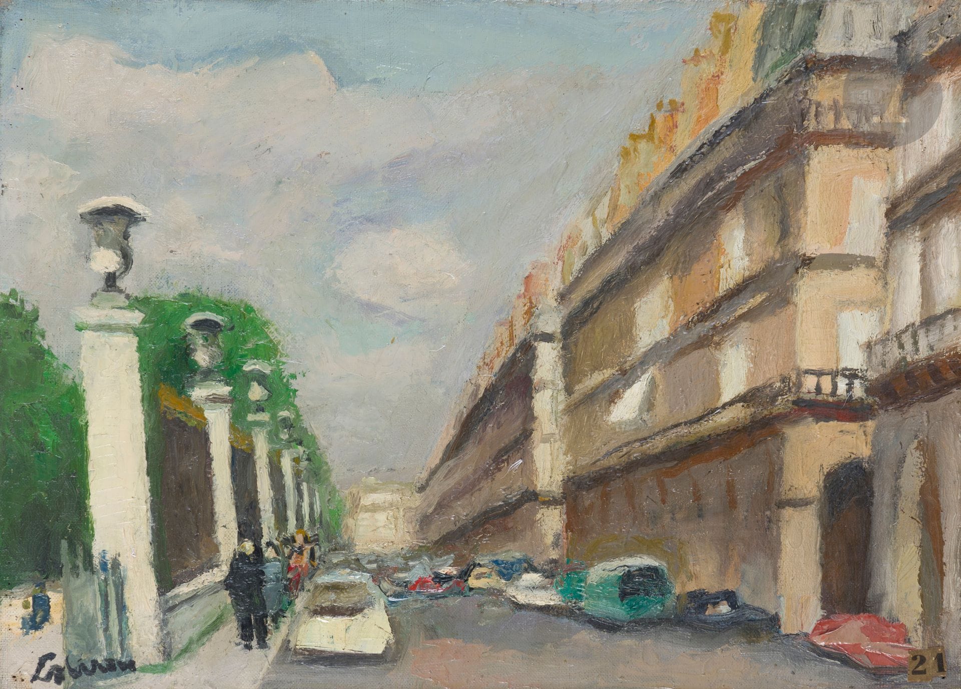 Robert LOTIRON (1886-1966)
Rue de Rivoli, 1963
Huile sur toile.
Signée en bas à gauche.
33 x 46 cm

Provenance : 
Collection de l'artiste Robert Lotiron.