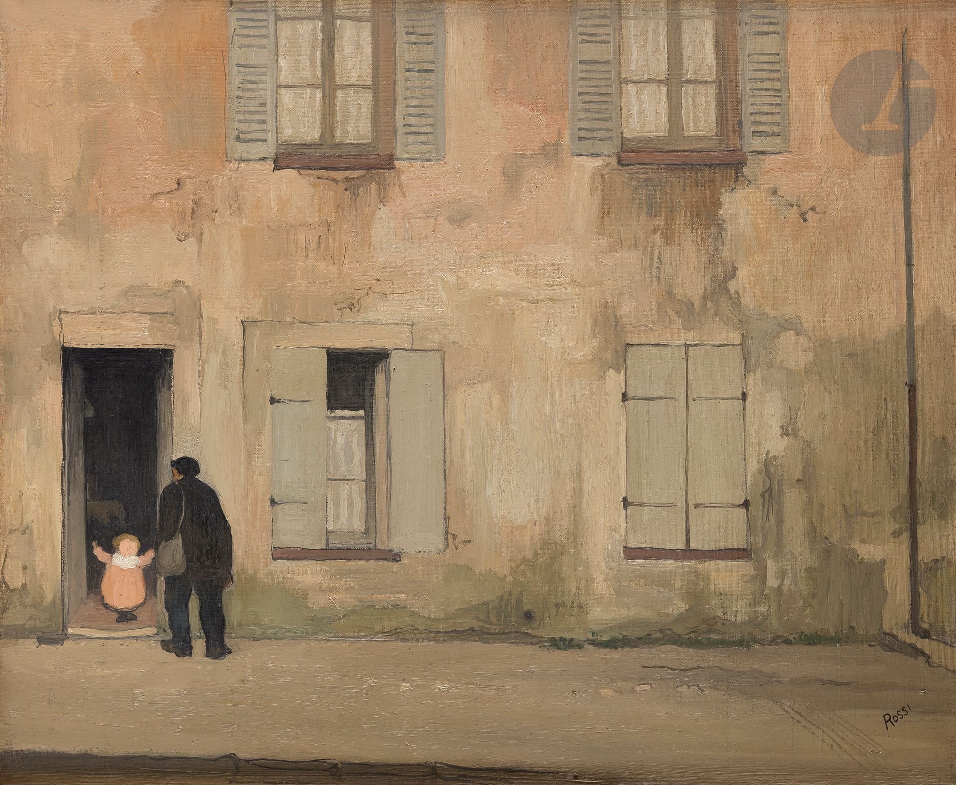 Joseph ROSSI (1892-1930)
La Rentrée du père, 1929
Huile sur toile.
Signée en bas à droite.
50 x 61 cm

Provenance : 
Collection Courtille.

Bibliographie : 
Jean-Paul Dubray, Joseph Rossi - Sa vie - Son œuvre, L'Art et la Vie, Paris, Marcel Seheur, 1932, datée 1929 et mentionnée p. 52.