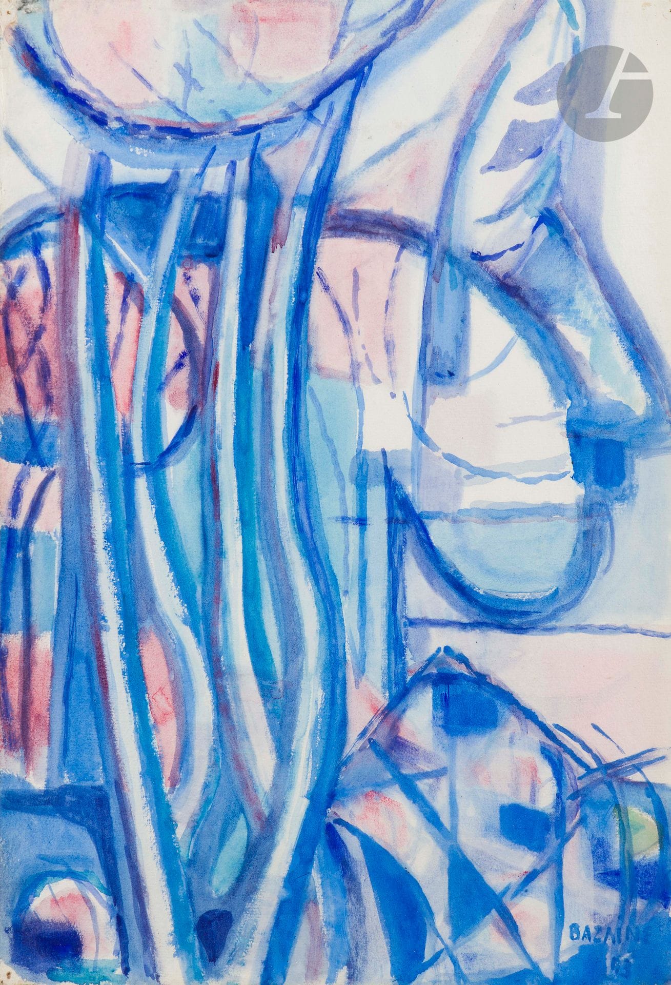 Jean BAZAINE (1904-2001)
Midi landscape, 1943
Watercolor.
Signed and dated lower right.
51 x 34 cm

Exhibition: 
Galerie Louis Carré, Paris (label on back of mount).

A certificate issued by Mr. Jean-Pierre Greff, expert for Bazaine's work, dated April 2, 2024, will be given to the buyer.