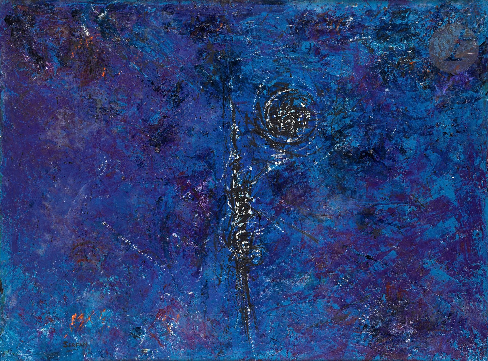 Iaroslav Sossountzov SERPAN [russe] (1922-1976)
Ohoo, 1958
Huile sur toile.
Signée en bas à gauche.
Signée, datée, titrée, numérotée et située au dos.
60 x 81 cm

Provenance : 
Galerie Stadler, Paris (étiquette au dos sur le châssis).