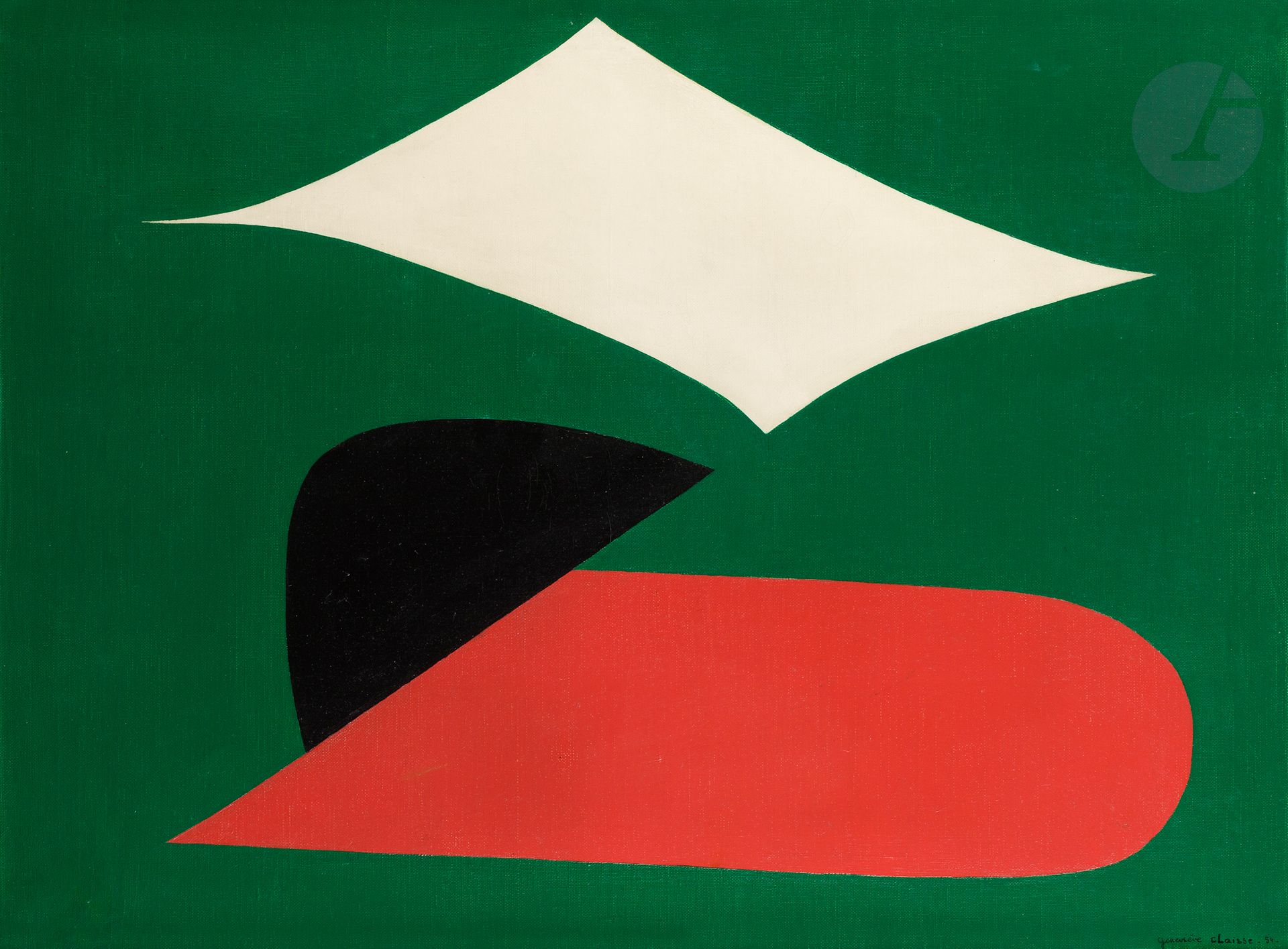Geneviève CLAISSE (1935-2018)
Formes en mouvement, 1954
Huile sur toile.
Signée et datée en bas à droite.
Titrée et datée au dos sur le châssis. 
(Restaurations).
54 x 73 cm

Provenance :
Collection particulière, Normandie. Ami de l’artiste.

Un certificat de Monsieur Laurent Claisse sera remis à l’acquéreur.