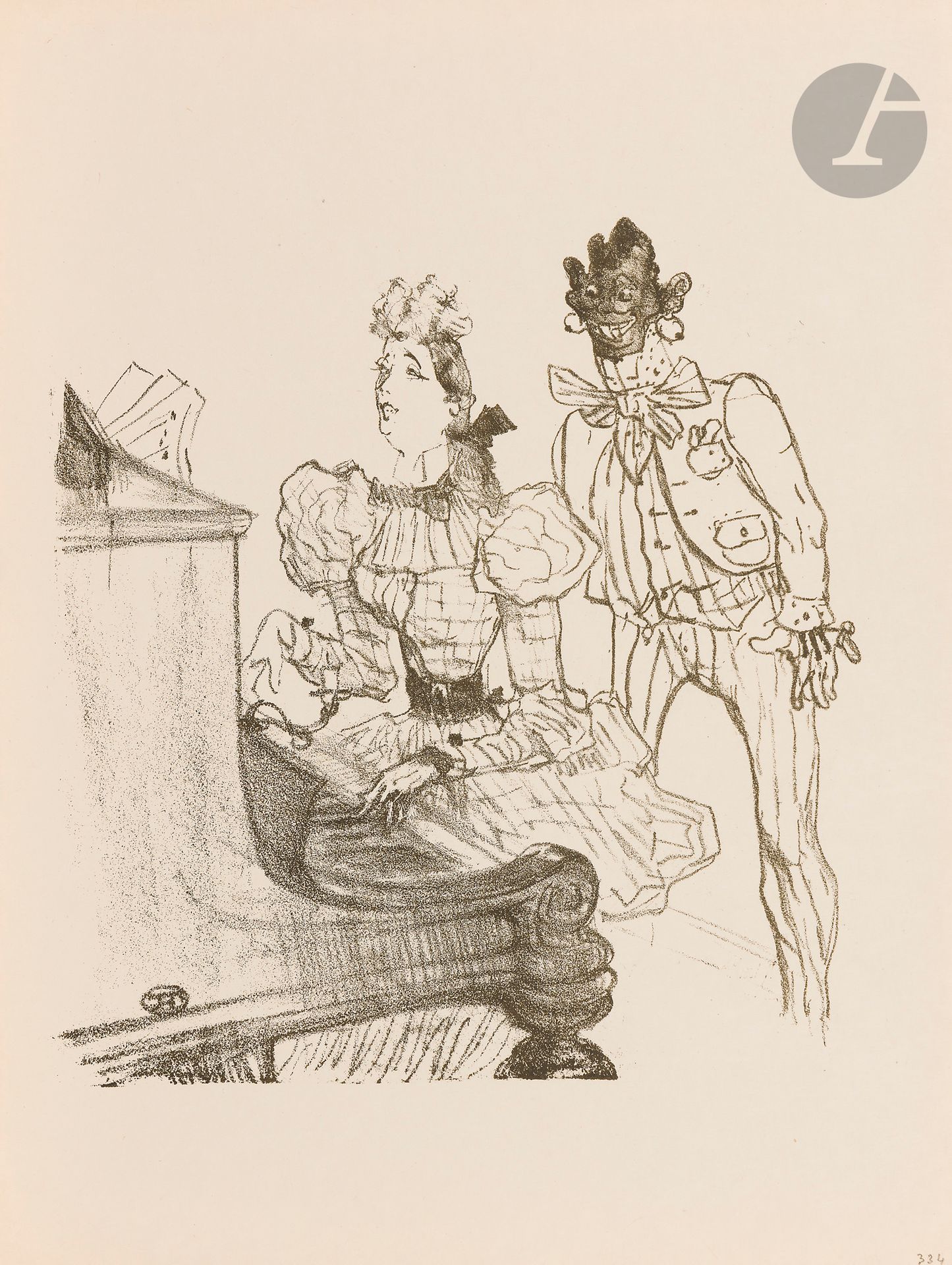 Henri de Toulouse-Lautrec (1864-1901) 
Zamboula Polka. 1900. Lithograph. 210 x 221d. Delteil 334; Wittrock 333. Printed in bistré black. A very fine, fresh proof on simili-japan of the second edition produced after 1901, without the text. Minor foxing at foot. Full margins [248 x 325].