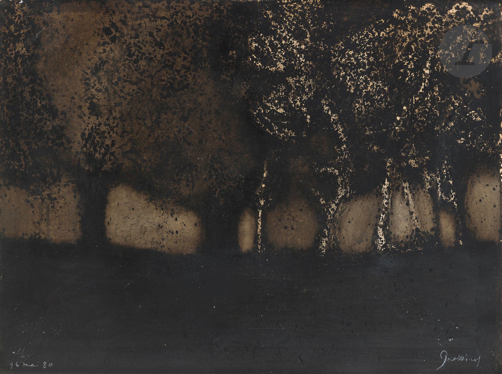 Mario PRASSINOS (1916-1985)
Arbres, 1980
Huile sur papier.
Signée et datée.
57 x 76 cm