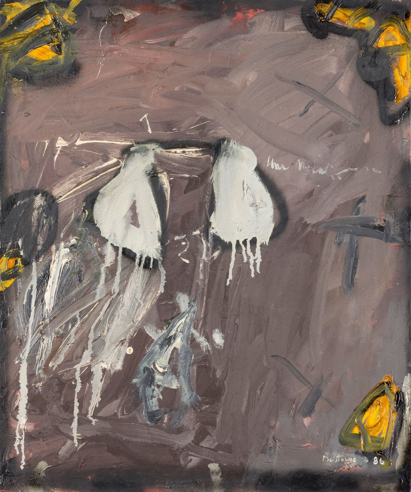 Michèle DESTARAC (née en 1943)
Guerre des petites lunes, 1986
Huile sur toile.
Signée et datée en bas à droite.
Signée, datée et titrée au dos.
65 x 54 cm

Provenance : 
Galerie Ariel, Paris.