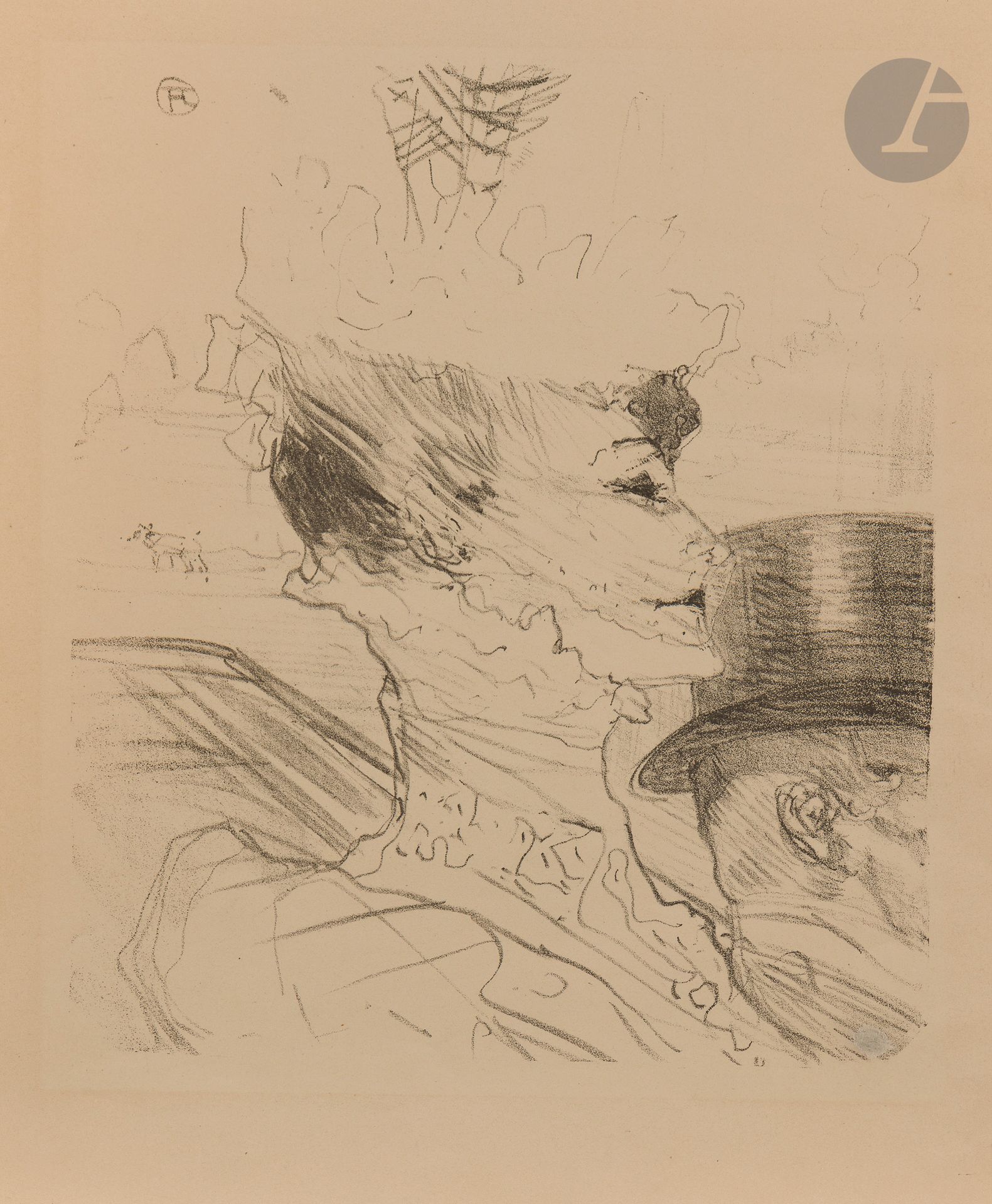 Henri de Toulouse-Lautrec (1864-1901)
Louise Balthy. 1898. Lithographie. 244 x 290. Impression en noir bistré. Delteil 157 ; Wittrock 256. Très belle épreuve sur vélin mince glacé ivoire. Trace de colle blanche circulaire dans l’angle inférieur droit du sujet. Belles marges [318 x 370].