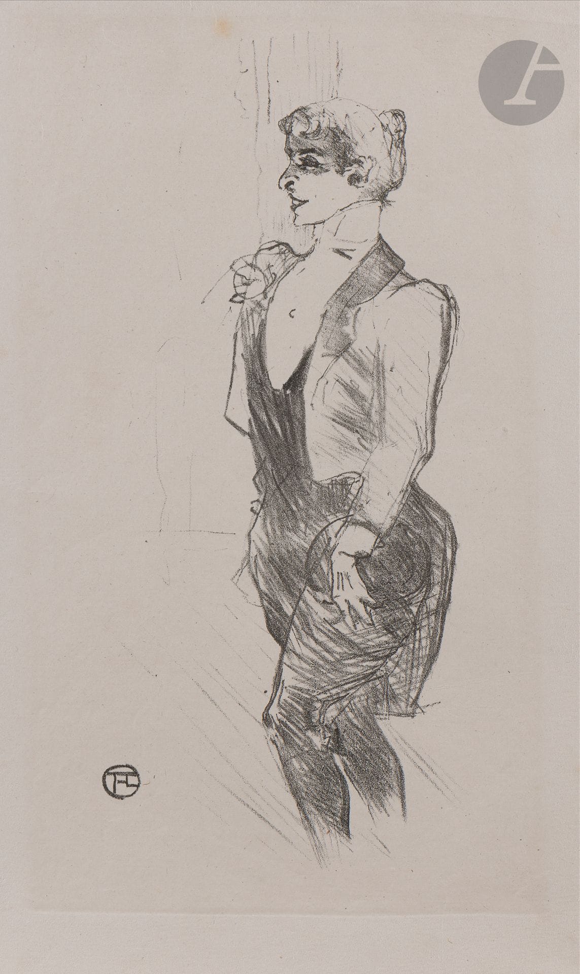 Henri de Toulouse-Lautrec (1864-1901)
Mary Hamilton. 1894. Lithographie. 113 x 267. Delteil 175 ; Wittrock 67. Belle épreuve d’essai sur chine volant, à part du tirage réalisé en 1925 par E. Frapier pour le portefeuille Histoire de la lithographie de Manet à nos jours. Une rousseur claire au-dessus du sujet. Léger pli oblique médian en marge supérieure. Toutes marges [270 x 360]. Tirage à 625 épreuves.