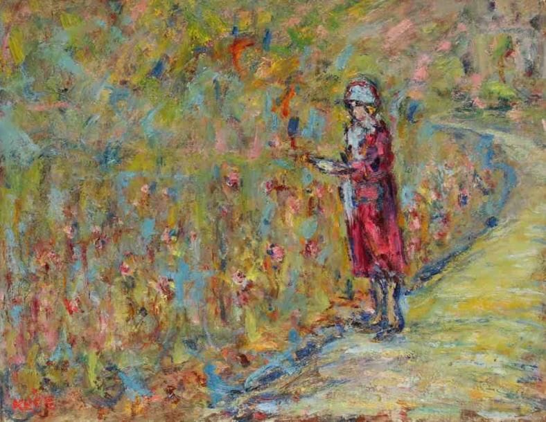 Paul KRON (1869-1936)
La robe rouge.Huile sur toile.Signée en bas à gauche.50 x 65 cm