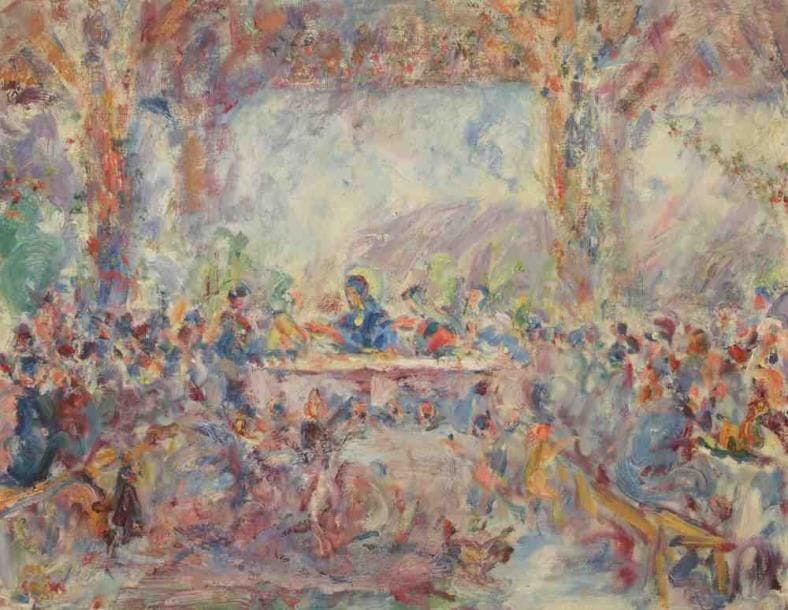 Paul KRON (1869-1936)
La noce.Huile sur toile.Signée en bas à gauche.50 x 65 cm