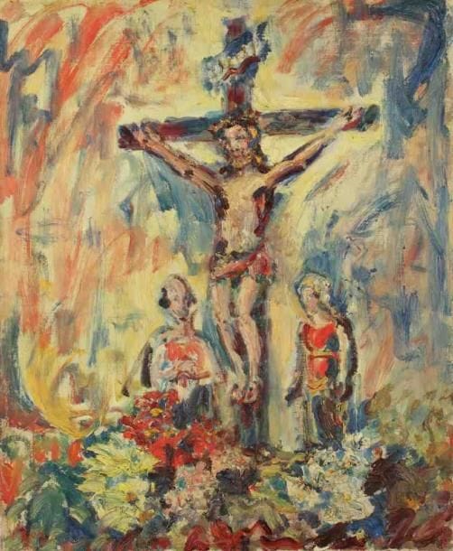 Paul KRON (1869-1936)
Crucifix.Huile sur toile.Signée en bas à gauche.73 x 60 cm