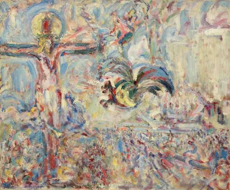 Paul KRON (1869-1936)
Christ en croix.Huile sur toile.Signée en bas à gauche.60 x 73 cm