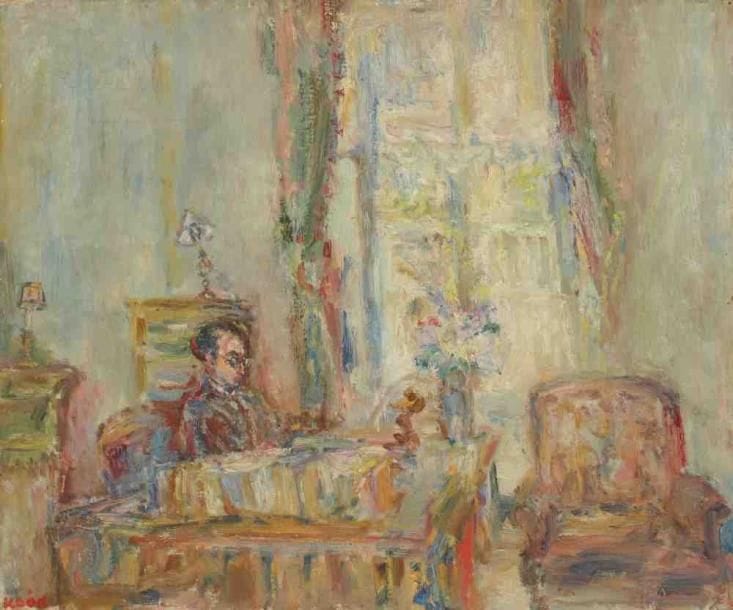 Paul KRON (1869-1936)
Méditation.Huile sur toile.Signée en bas à gauche.60 x 73 cm