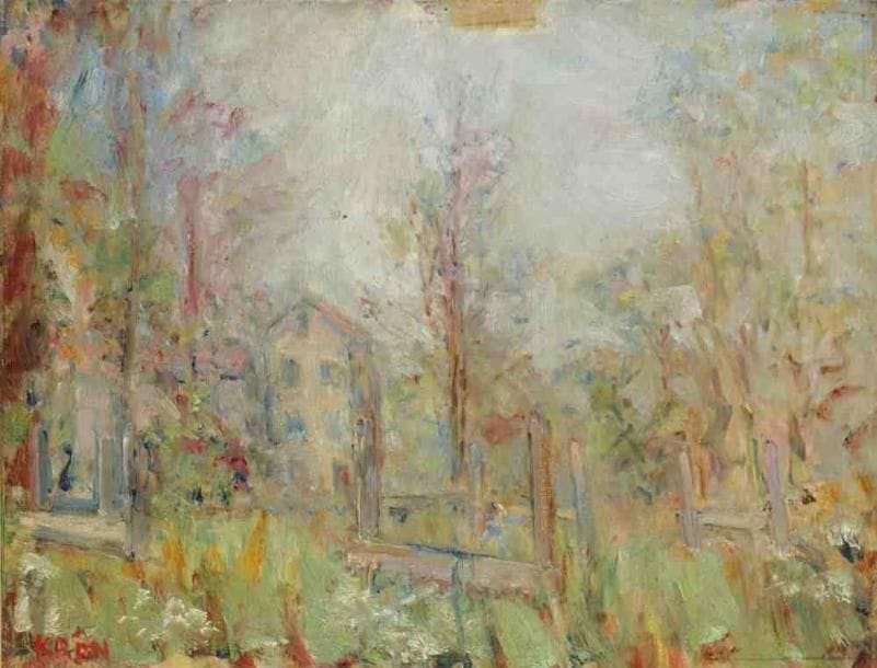 Paul KRON (1869-1936)
Maison au fond du parc.Huile sur toile.Signée en bas à gauche.46 x 61 cm