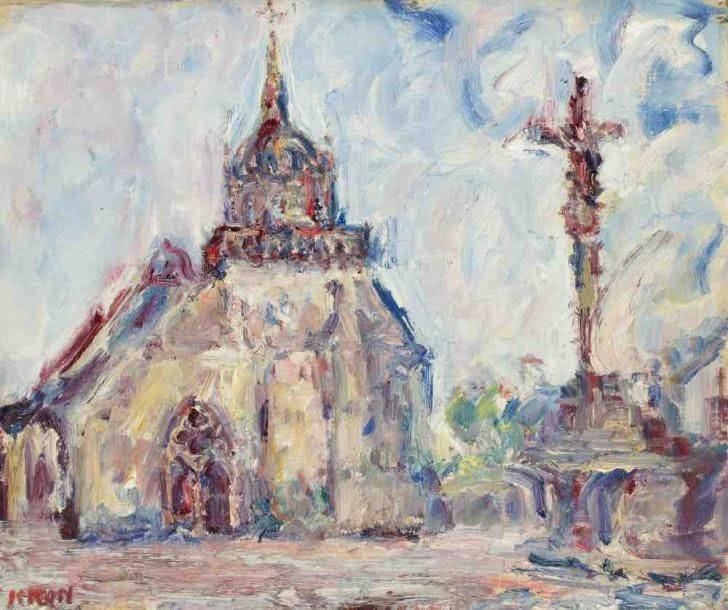 Paul KRON (1869-1936)
Le calvaire breton.Huile sur toile.Signée en bas à gauche.60 x 73 cm