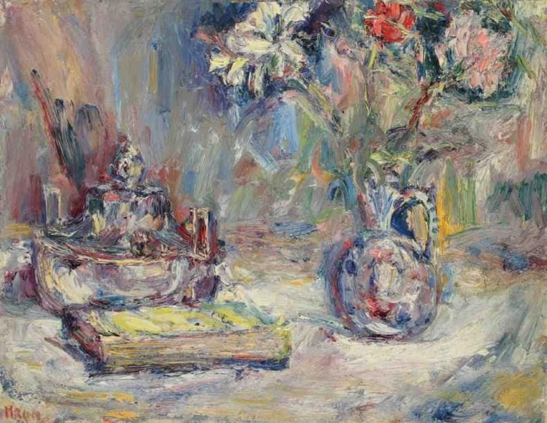 Paul KRON (1869-1936)
Nature morte au livre.Huile sur toile.Signée en bas à gauche.50 x 65 cm