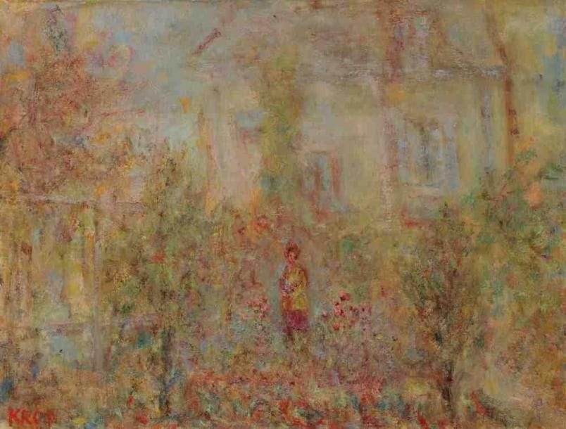 Paul KRON (1869-1936)
Le jardin.Huile sur toile.Signée en bas à gauche.46 x 61 cm
