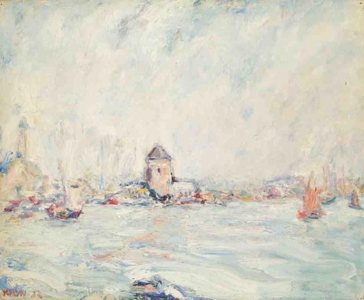 Paul KRON (1869-1936)
La lieutenance du port d?Honfleur, 1932.Huile sur toile.Signée et datée en bas à gauche.60 x 73 cm