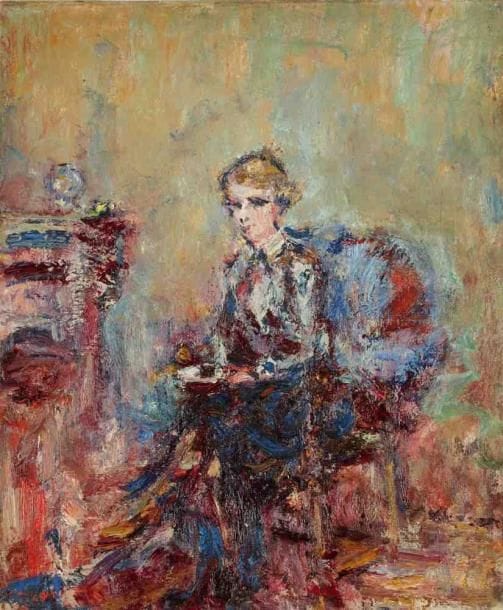 Paul KRON (1869-1936)
Jeune femme assise.Huile sur toile.Signée en bas à gauche.73 x 60 cm