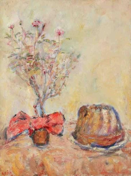 Paul KRON (1869-1936)
Le kougelhof.Huile sur toile.Signée en bas à gauche.61 x 46 cm