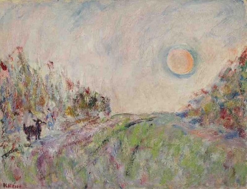 Paul KRON (1869-1936)
Coucher de soleil.Huile sur toile.Signée en bas à gauche.46 x 61 cm