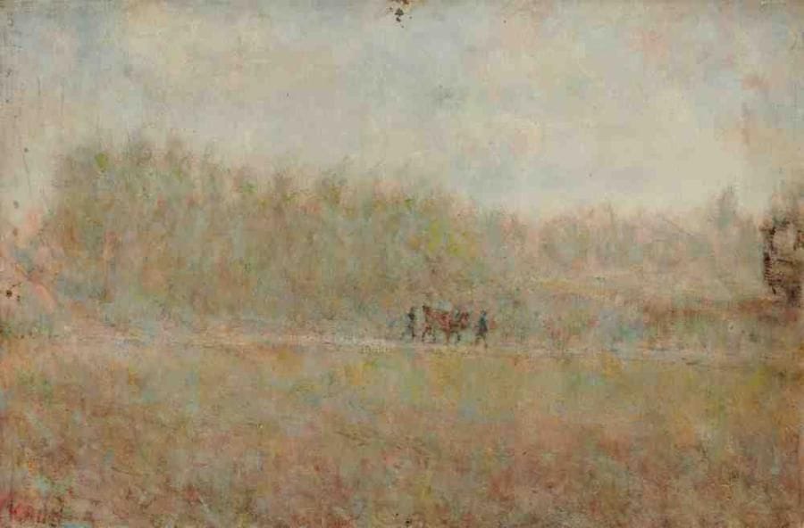 Paul KRON (1869-1936)
Le retour à la ferme.Huile sur toile.Signée en bas à gauche.27 x 41 cm