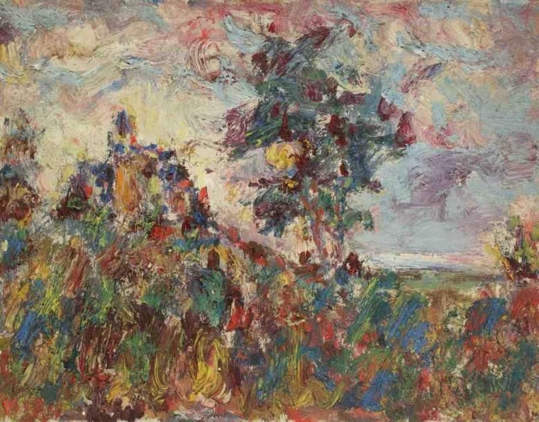 Paul KRON (1869-1936)
Paysage d?été.Huile sur toile.Signée en bas à gauche.27 x 35 cm