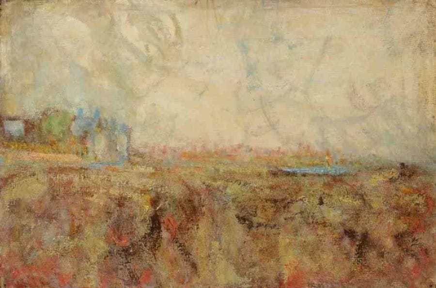 Paul KRON (1869-1936)
La maison bleue.Huile sur toile.Signée en bas à gauche.27 x 41 cm