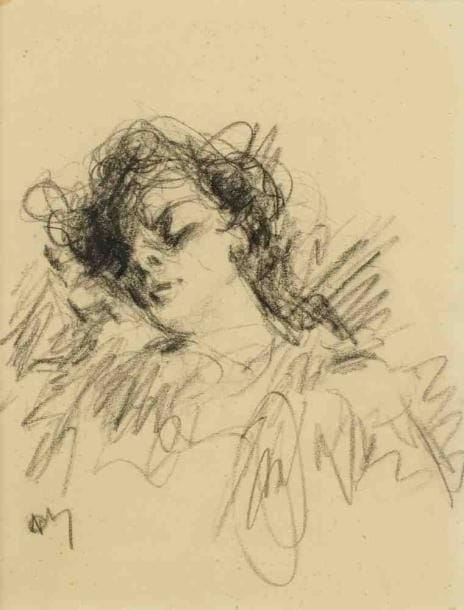 Paul KRON (1869-1936)
Femme endormie.Fusain.Monogrammé en bas à gauche.23 x 30 cm