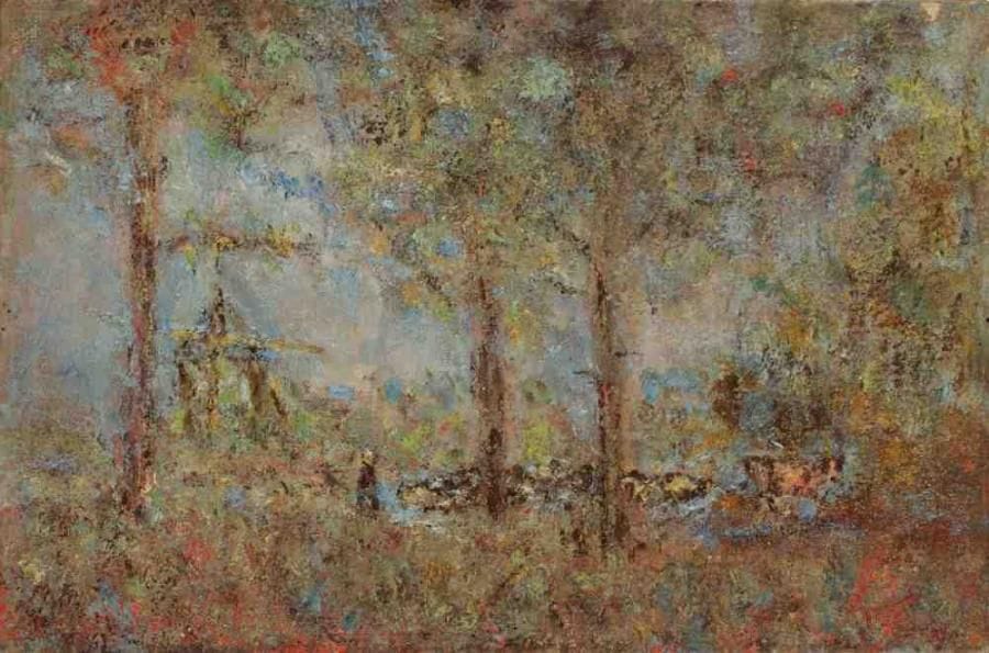 Paul KRON (1869-1936)
La halte au moulin.Huile sur toile.Non signée.27 x 41 cm