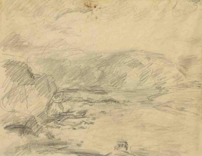 Paul KRON (1869-1936)
Bord de mer.Fusain.Non signé.(Accidents).31 x 41 cm