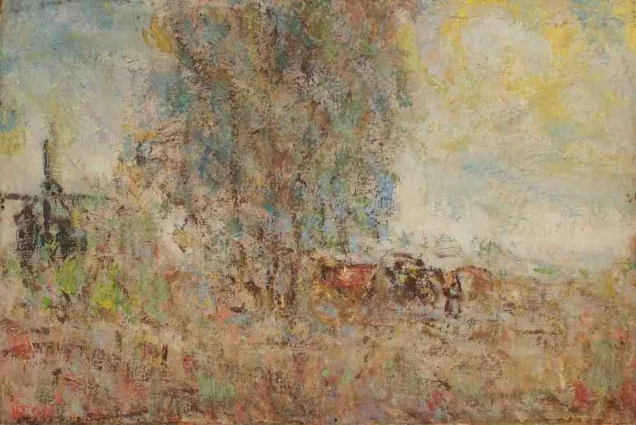 Paul KRON (1869-1936)
Paysage au moulin.Huile sur toile.Signée en bas à gauche.27 x 41 cm
