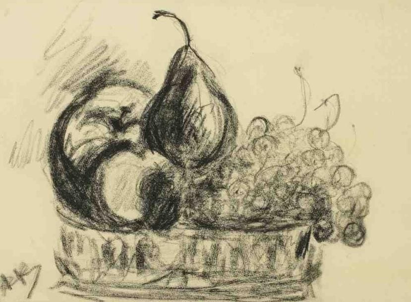 Paul KRON (1869-1936)
Nature morte aux fruits.Fusain.Monogrammé en bas à gauche.22 x 31 cm