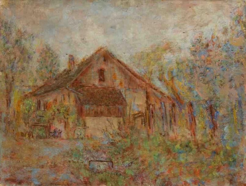 Paul KRON (1869-1936)
La ferme.Huile sur toile.Non signée.46 x 61 cm