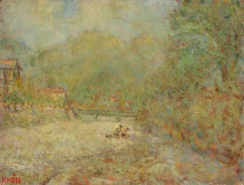 Paul KRON (1869-1936)
Les lavandières.Huile sur toile.Signée en bas à gauche.46 x 61 cm