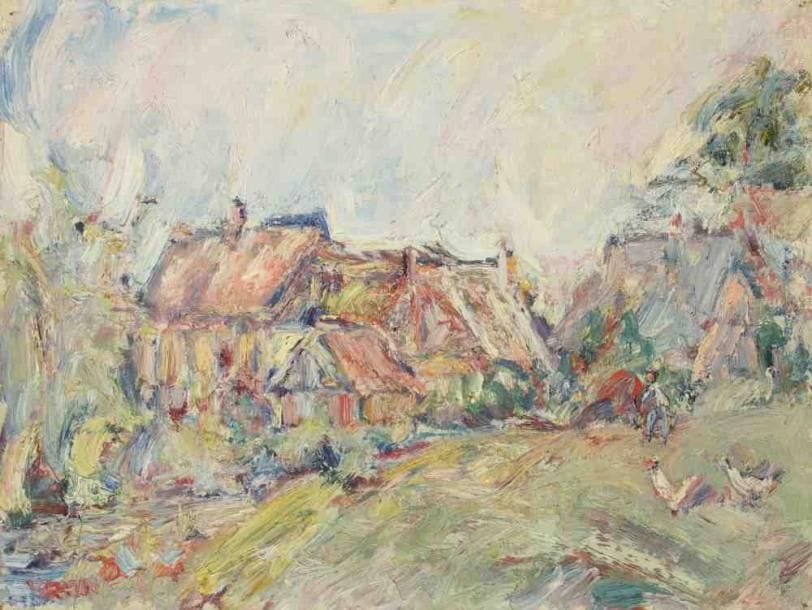 Paul KRON (1869-1936)
La ferme.Huile sur toile.Signée en bas à gauche.46 x 61 cm