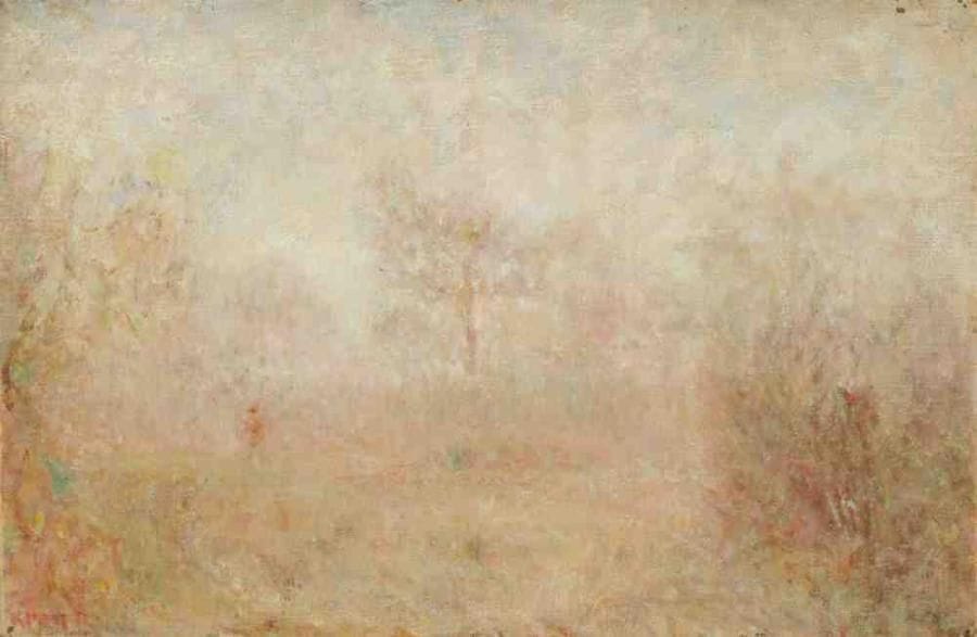 Paul KRON (1869-1936)
Brume.Huile sur toile.Signée en bas à gauche.27 x 41 cm