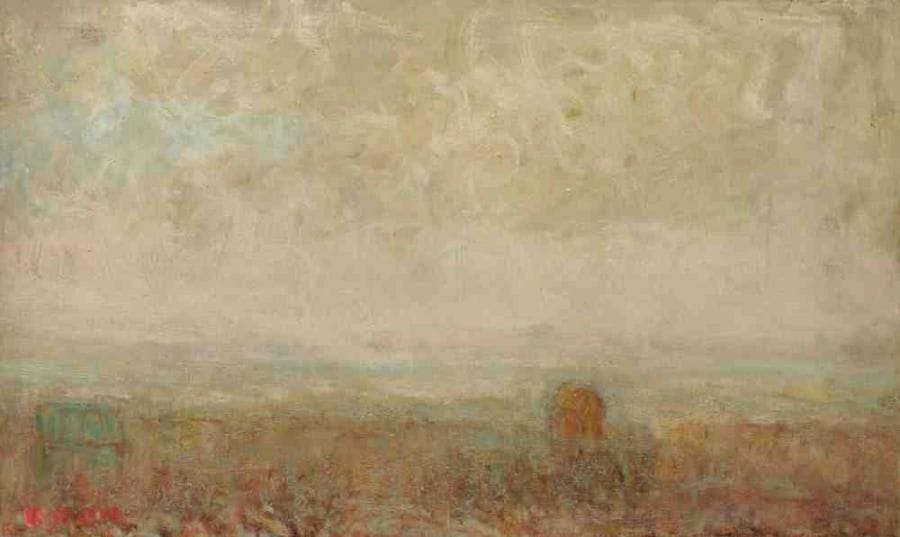 Paul KRON (1869-1936)
Paysage de campagne.Huile sur toile.Signée en bas à gauche.27 x 46 cm
