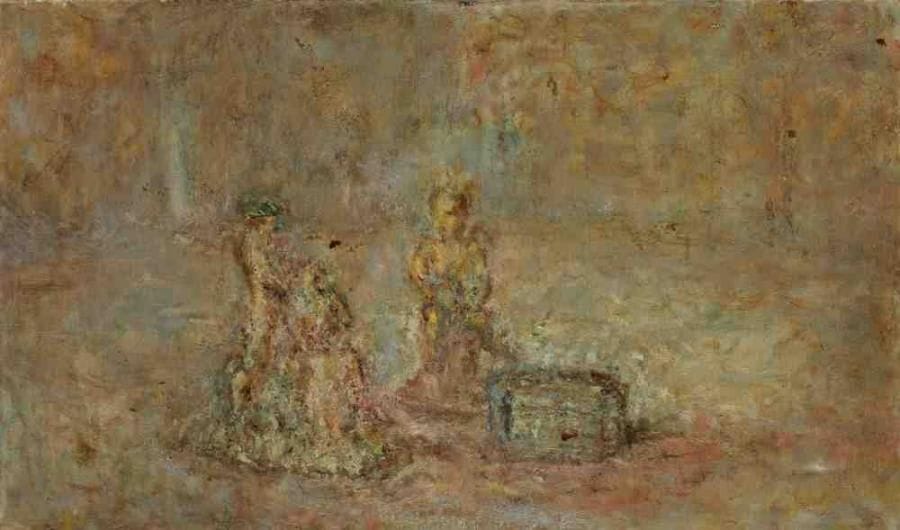 Paul KRON (1869-1936)
Les petites porcelaines.Huile sur toile.Non signée.27 x 46 cm