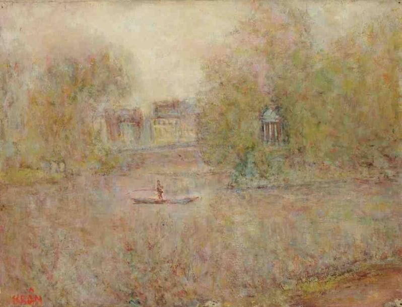 Paul KRON (1869-1936)
Le temple d?Amour.Huile sur toile.Signée en bas à gauche.46 x 61 cm