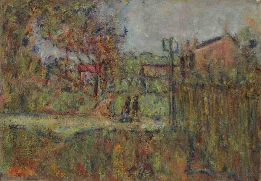 Paul KRON (1869-1936)
La promenade.Huile sur toile.Signée en bas à gauche.38 x 54 cm