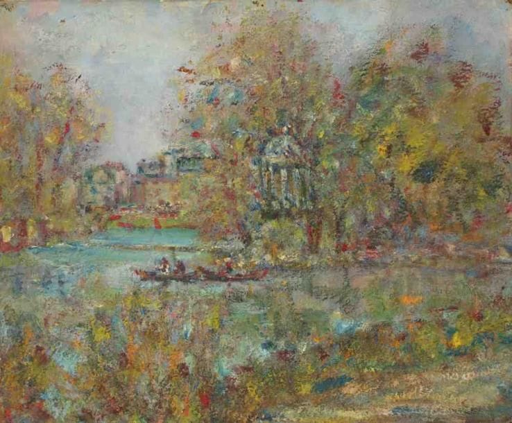 Paul KRON (1869-1936)
Le temple d?Amour.Huile sur toile.Signée en bas à gauche.(Accidents).46 x 61 cm