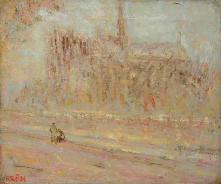 Paul KRON (1869-1936)
Paris, Notre-Dame vue du quai de la Tournelle.Huile sur toile.Signée en bas à gauche.46 x 61 cm