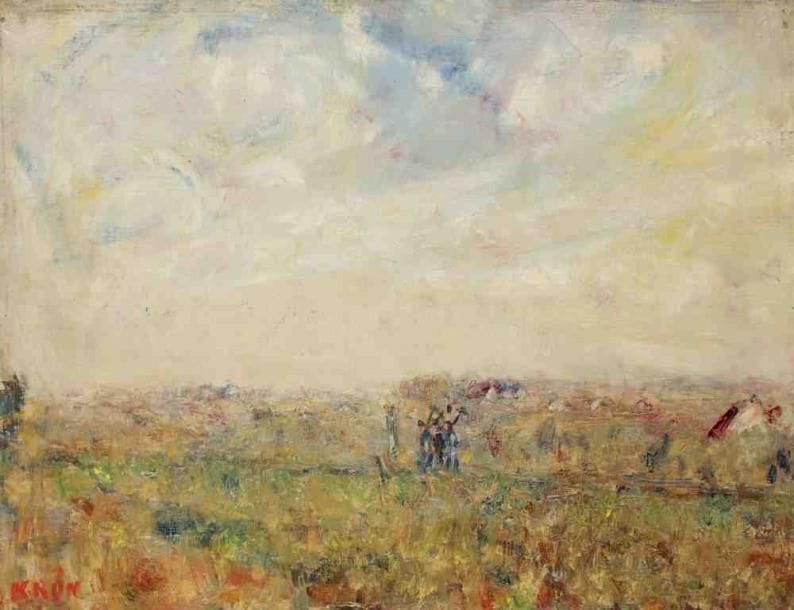 Paul KRON (1869-1936)
Retour des champs.Huile sur toile.Signée en bas à gauche.46 x 61 cm