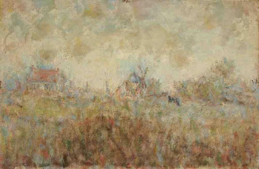 Paul KRON (1869-1936)
Paysage au moulin.Huile sur toile.Non signée.27 x 41 cm