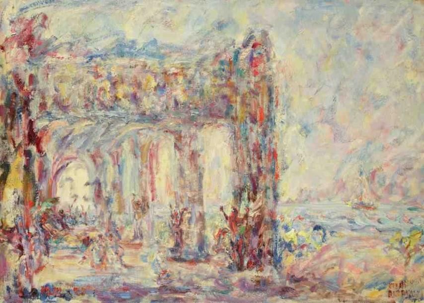 Paul KRON (1869-1936)
La fête des enfants au bord de la mer, 1934.Huile sur toile.Signée et datée en bas à gauche..Annotée en bas à gauche (illisible).65 x 92 cm