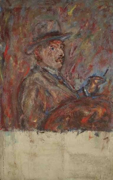Paul KRON (1869-1936)
Autoportrait au chapeau.Huile sur toile.Non signée.130 x 80 cm