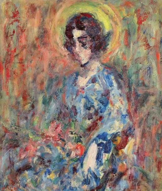 Paul KRON (1869-1936)
Femme à la robe bleue.Huile sur toile.Signée en bas à gauche.73 x 60 cm