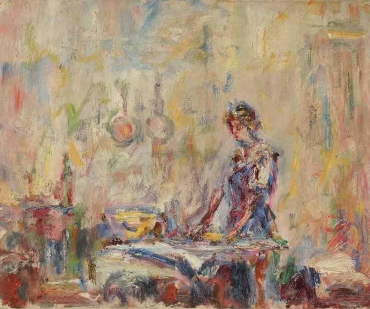 Paul KRON (1869-1936)
La cuisinière.Huile sur toile.Signée en bas à gauche.60 x 73 cm