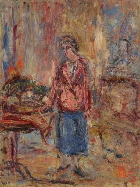 Paul KRON (1869-1936)
Femme au guéridon.Huile sur toile.Signée en bas à gauche.61 x 46 cm