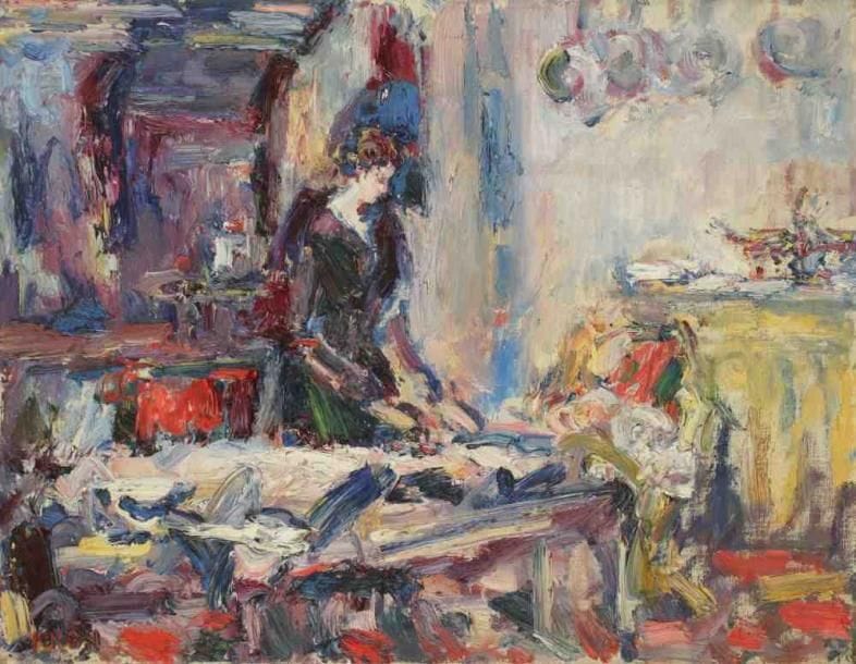 Paul KRON (1869-1936)
La repasseuse.Huile sur toile.Signée en bas à gauche.50 x 65 cm