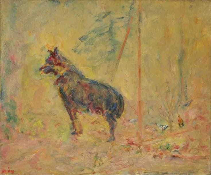 Paul KRON (1869-1936)
Le chien.Huile sur toile.Signée en bas à gauche.60 x 73 cm